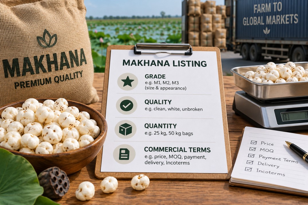 Makhana article: How to Read a Makhana Listing: Grade, Quality, Quantity and Commercial Terms