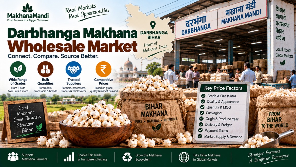 Darbhanga Makhana wholesale market: Latest Rates, Market Factors & Buyer Guide