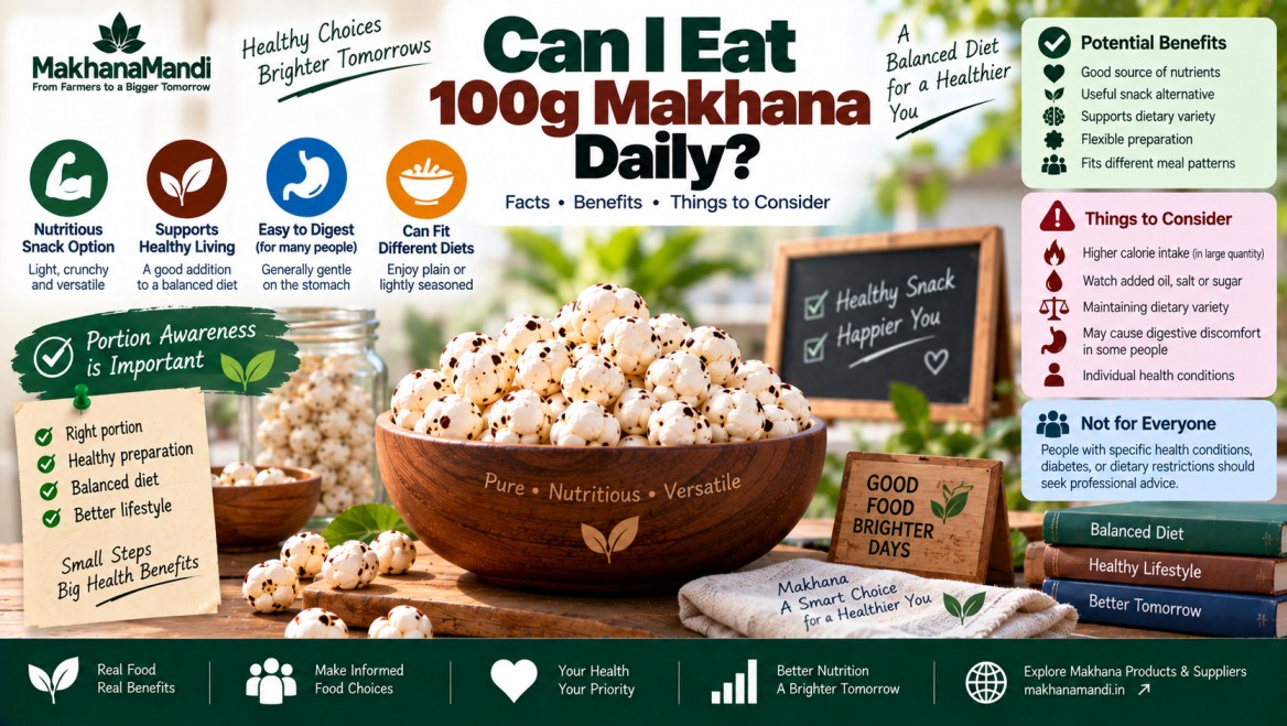 Makhana article: Eating 100g Makhana Daily: Calories & Portion Guide
