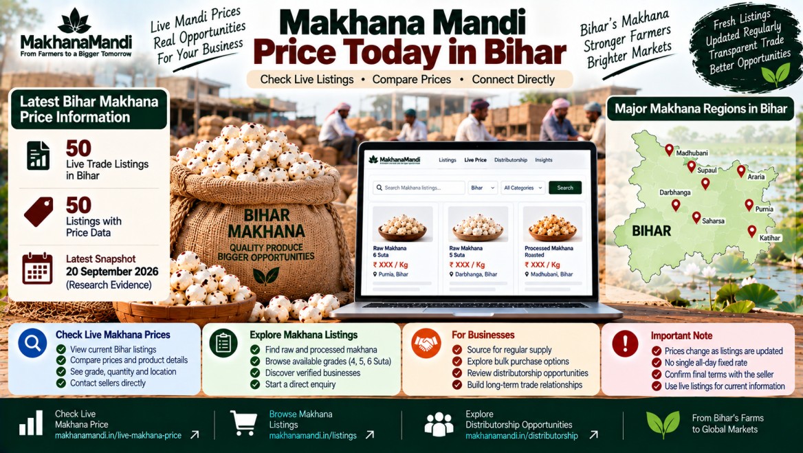 Makhana article: बिहारमे आइ मखाना मंडीक भाव: लाइव लिस्टिंग देखू